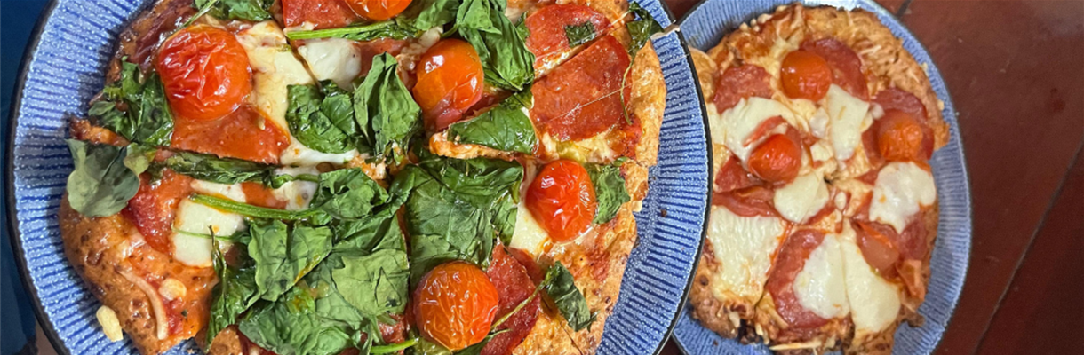 2 varianten van de cottage cheese pizza