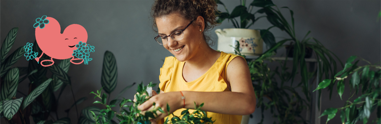 Mevrouw verzorgt haar planten